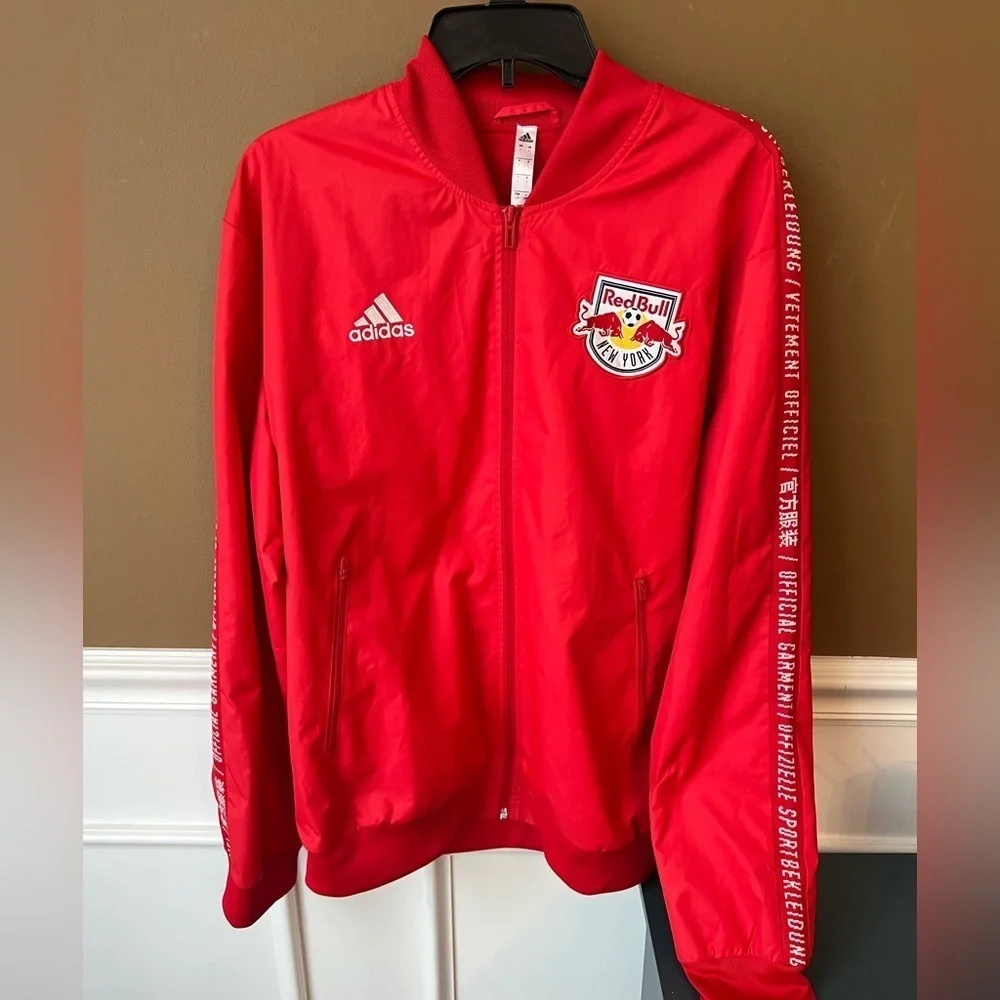 Adidas MLS New York Red Bulls Soccer Red On-Field Anthem Full-Zip Jacket Size L